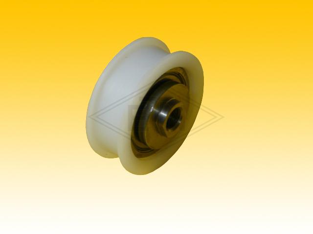 Roller POM ø 41/36/M8 x 14/11 mm, ball bearing 6201 ZZ, axle excentric M8 inner thread