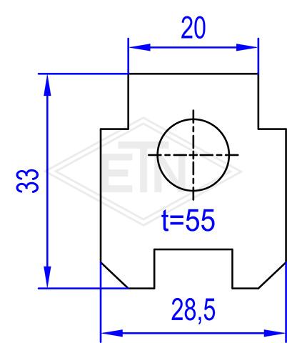 Door guide 50 x 33 x 28,5 mm, ETN-HM-1000, incl. screws M6 x 20