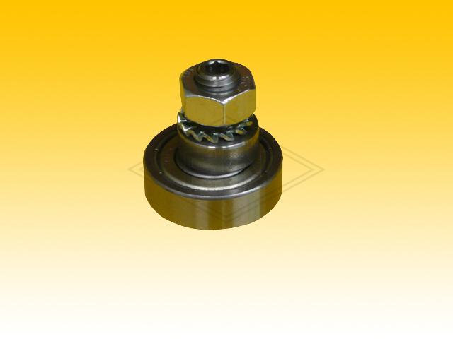Counter roller ø 26/M8 x 27/8 mm, 1 x ball bearing 629 ZZ, with excentric axis M8 outer thread and mounting material
