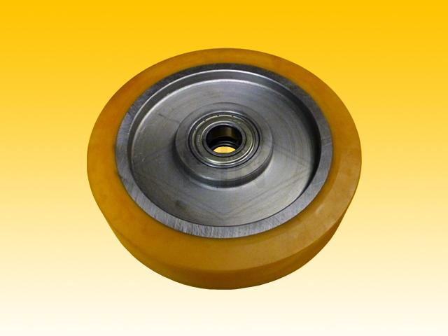 Roller VSL ø 200/25 x 40 mm, VU 93°/ steel-core, 2 x ball-bearing 6205-ZZ, snap-ring, cylindrical overwinded