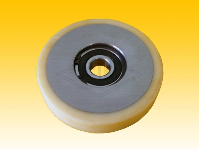 Roller VSL ø 125/20 x 25 mm VU 93° / steel-core, 1 x ball bearing 6304 2RS, snap-ring