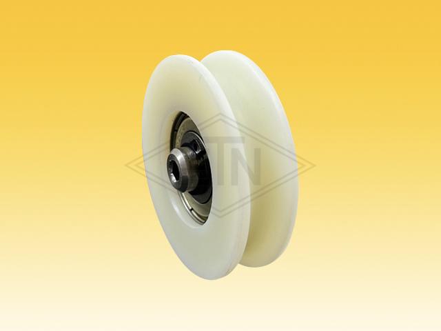 Door roller PA6G ø 50/40/M8 x 13,5 mm, 1 x ball bearing 6200 ZZ, axis centric M8 external thread
