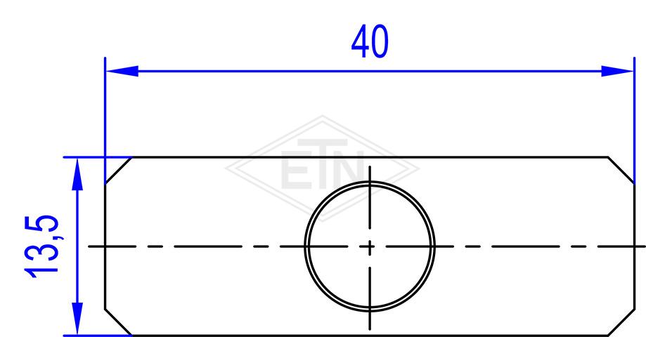 Guía para puerta 40 x 13,5 x 14 mm Perforación ø9,8, ETN-HM 1000