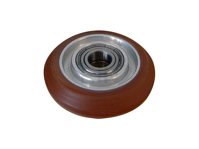 Roller VAL ø 100/20 x 25 mm, VU 80° / aluminium-core, 2 x ball bearings 6004 ZZ SKF, crowned, chamfer on both sides (replacement for TRF 100)