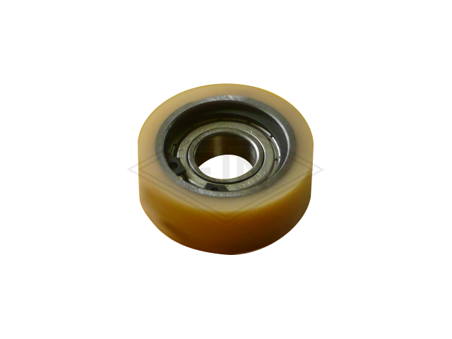 Roller VSL ø 50/17 x 18 mm VU 93° / steel core, 1 x ball bearing 6003 ZZ, covering overwinded, snap-ring