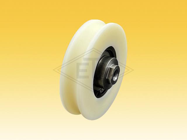 Door roller PA6G ø 60/55/M6 x 14 mm, 1 x ball bearing 6002 ZZ, axle centric M6 inner thread