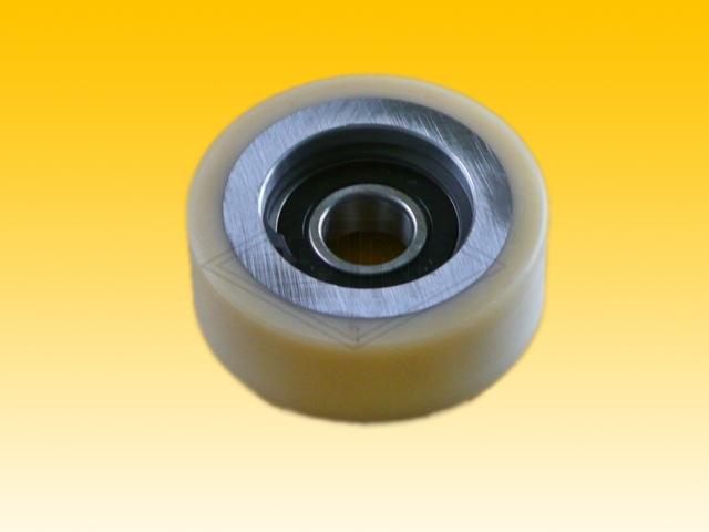 Roller VSL ø 75/20 x 30 mm, VU 93° / steel core, overwinded, 1 x  ball bearing 6204 ZZ, snap-ring