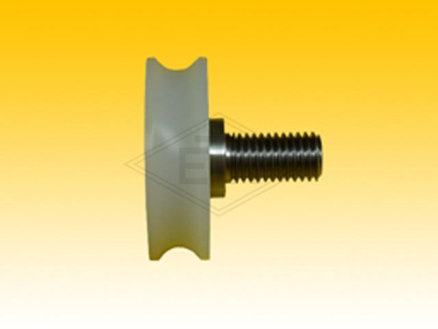 Door roller PA6 ø 48/42/M12 x 14 mm, 1 x ball bearing 6002 ZZ, axis centric M12 x 23  external thread