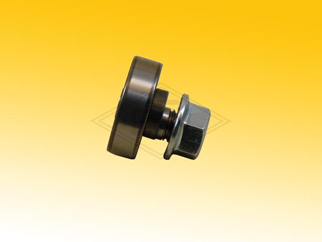 Counter roller ø 30/M10 x 27/9mm, 1 x ball bearing 6200 ZZ, eccentric axle M10 outer thread, M10 hex nut