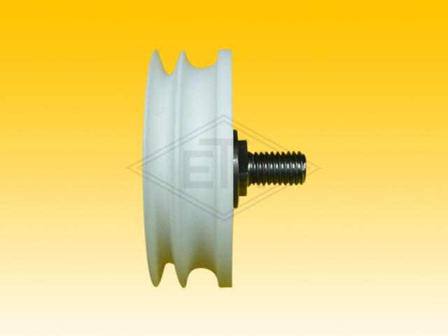 Door roller PA6G ø 65/55/12 x 21 mm, 1 x ball bearing 6201 ZZ, snap-ring, axle M10 centric external thread