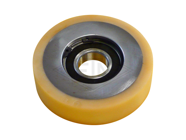 Roller VSL ø 120/30 x 30 mm VU 93° / steel core, covering cyindrical overwinded, 1 x ball bearing 6206 2RS, snap-ring