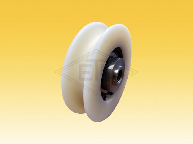 Door roller PA6G ø 56/44/M8 x 15 mm, ball bearing 6002 ZZ, snap ring, with centric axle M8  inner thread