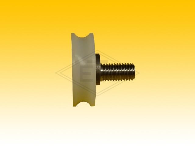 Door roller PETP ø 48/42/M12 x 14 mm, 1 x ball bearing 6002 ZZ, axis excentric M12 x 23  external thread