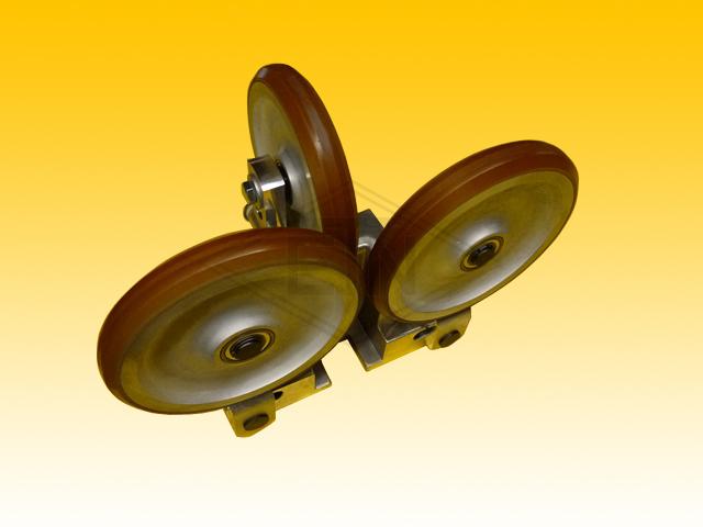 Spring-loaded roller guide RFG 3, housing spec. aluminium, 260 x 228 x 175 mm, 3 x rollers ø 200/20 x 30 mm, ball bearings SKF/FAG, coverings VU 80°