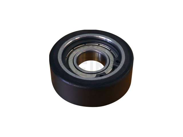 Roller VSL ø 50/10 x 15 mm VU 93° / steel core, 1 x ball bearing 6000 ZZ C2, mantle black coloured, covering overwinded, snap-ring