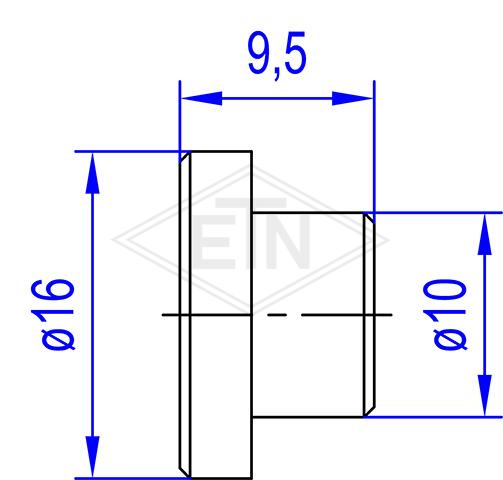 Guía para puerta ø16/10 x 9,5/6 mm ETN-HM-1000