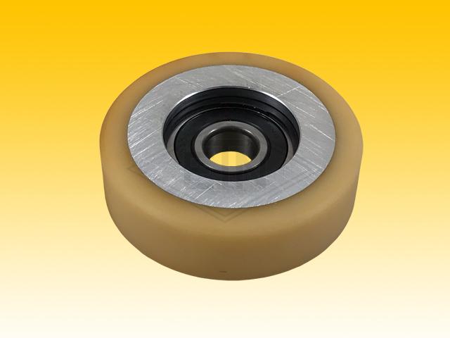 Roller VAL ø 100/20 x 30 mm VU 93° / aluminum core, covering cylindrical overwinded, 1 x ball bearing 6304 2RS, snap-ring