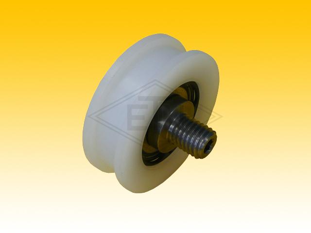 Door roller PA6 ø 56/50 x 18 mm, 1 x ball bearing 6202 ZZ, axis M12 external thread, fitting for Fermator PFR-05