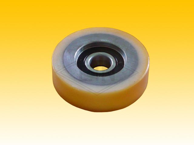 Roller VSL ø 90/25 x 25 mm VU 93° / steel core, 1 x ball bearing 6205 ZZ, covering cylindrical overwinded, snap-ring