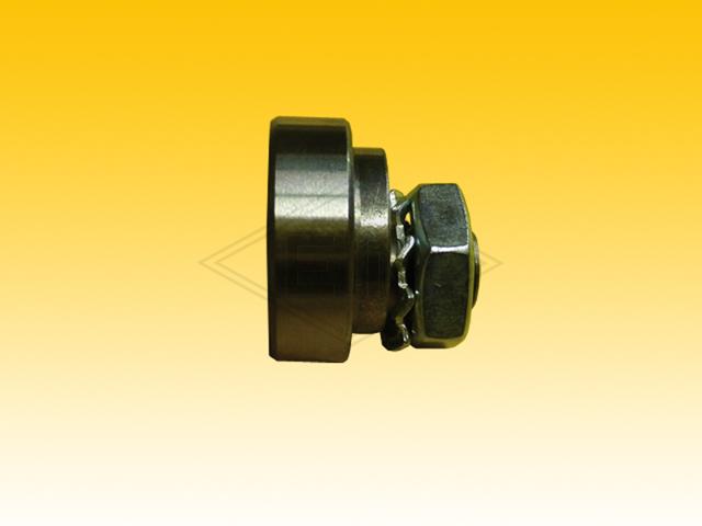 Counter roller ø 26/M10 x 21,7/8 mm, 1 x ball bearing 629 ZZ, with excentric axis M10 outer thread, tooth washer and nut M10 flat