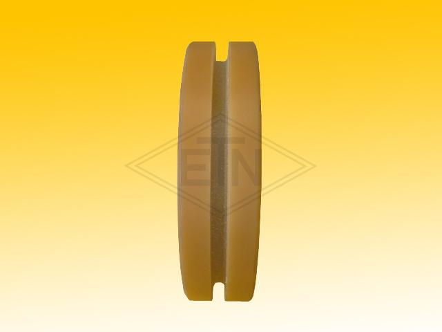 Roller VSL ø 125/17 x 30 mm, VU 93° / aluminium core, 2 x ball bearing 6203 2RS, clamping length 24 mm, snap-ring, cylindrical covering with groove, width of the groove 7 mm
(replaces item-no. 450...
