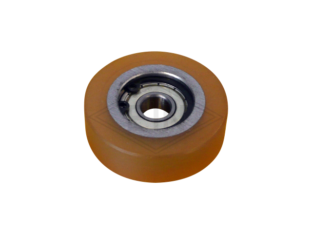 Roller VSL ø 50/10 x 15 mm VU 80° / steel core, 1 x ball bearing 6000 ZZ C2, covering overwinded, snap-ring
