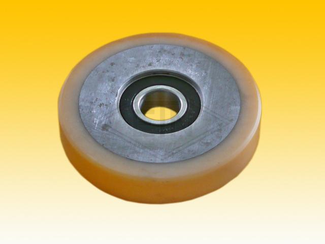 Roller VSL ø 100/25 x 20 mm VU 93° / steel core, 1 x ball bearing 6205 2RS, 1 mm out of center, snap-ring