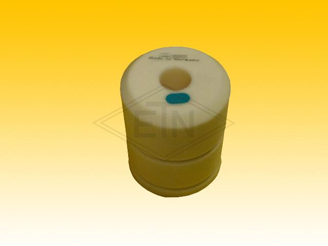 Lift buffer EN5, ø 125 x 150 mm, with foamed in round perforated sheet, according to EN 81-1/2, without CE mark
Note:
This lift buffer may be used in elevators operating within the EU only as a s...