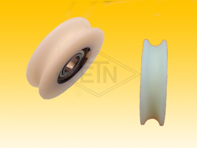 Door roller PA6G ø 74/63,5/17 x 18 mm, round groove R 6,5, 1 x ball bearing 6203 ZZ, snap ring, without axle and mounting material