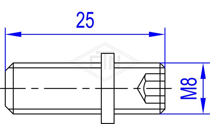 Threaded stays M8 x 25 mm, galvanized, with bund ø 11 mm, allen SW 4, suitable for door guide  #303591 (Haushahn) and #303260 (Thyssen)