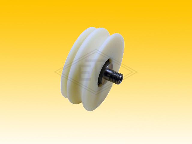 Door roller PA6G ø 70/61,5/M10 x 25 mm, 2 x ball bearing 6200 ZZ, snap-ring, axle M10 centric external thread, with 2 ball bearings 6200 ZZ