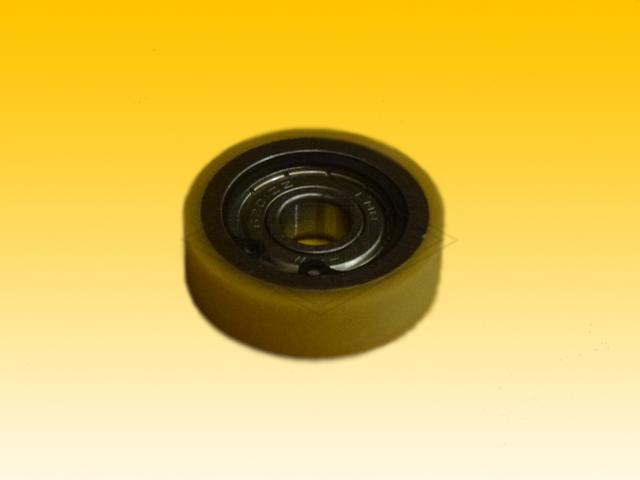 Roller VSL ø 45/12 x 14 mm VU 93° / steel-core, covering cylindrical overwinded, 1 x ball bearing 6201 ZZ, snap-ring