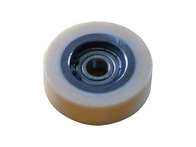 Roller VSL ø 50/10 x 15 mm VU 96° / steel core, 1 x ball bearing 6000 ZZ C2, covering overwinded, snap-ring