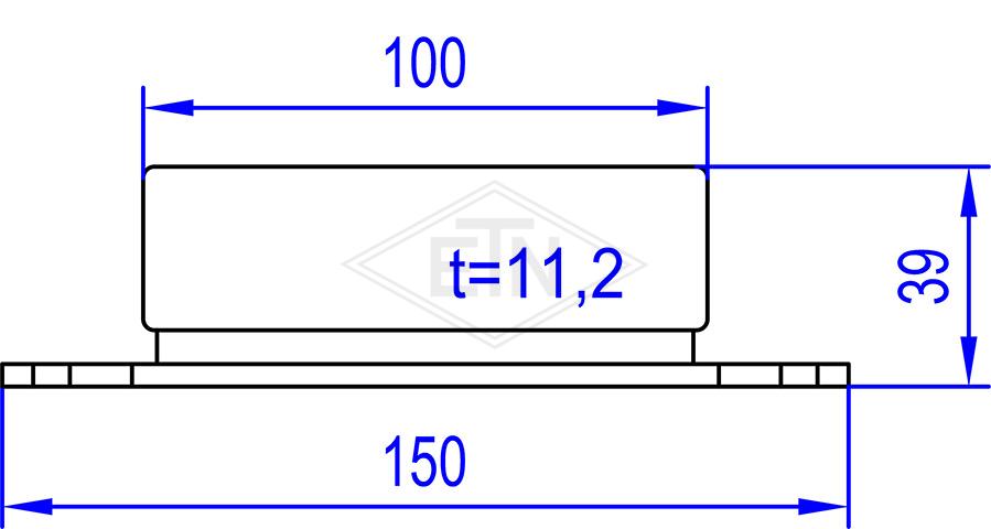 Door guide 150/100 x 26/11,2 x 39 mm, crowned, incl. felt, for goove width 12 mm