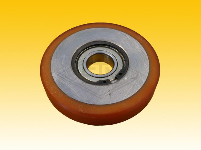 Roller VSL ø 110/25 x 20 mm, VU 93° / steel core, 1 x ball bearing 6205 ZZ, covering overwinded, snap-ring