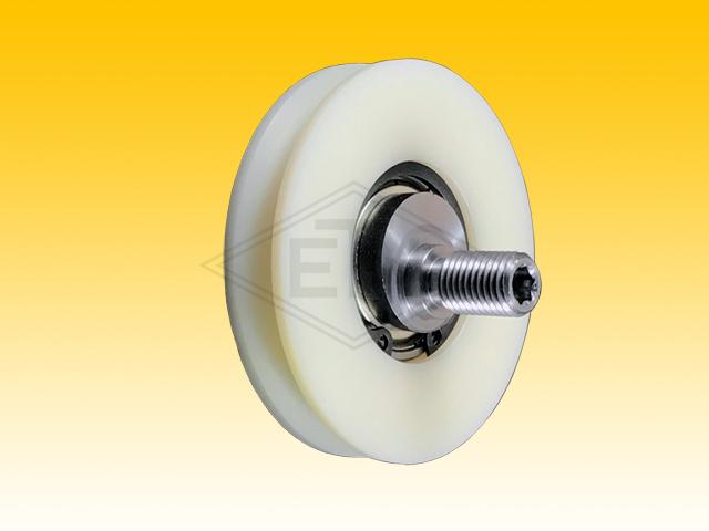 Door roller PA6G ø 63,5/54/12/M10 x 17 mm, 1 x ball bearing 6201 ZZ, axis eccentric, M10 outer thread