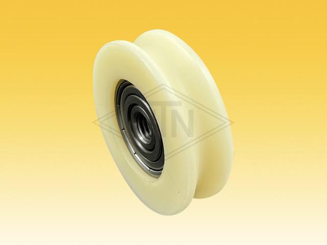 Door roller PA6G ø 56/48,5/M10 x 16 mm, 1 x ball bearing 6202 ZZ, centric axle M10 inner thread, for high loads