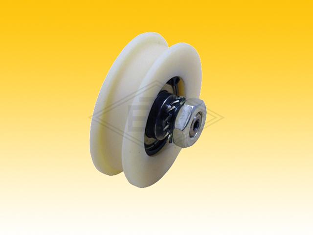 Door roller PA6G ø 62/55/15 x 18/12mm, 1 x ball bearing 6202 ZZ, eccentric axle M12 outer thread