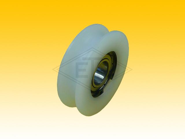 Door roller PA6 ø 62,5/50,5/17 x 17,5 mm, 1 x ball bearing 6003 ZZ SKF, snap-ring