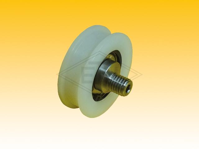 Door roller PA6 ø 56/50 x 18 mm, 1 ball bearing 6202 ZZ, axis excentric M12 external thread