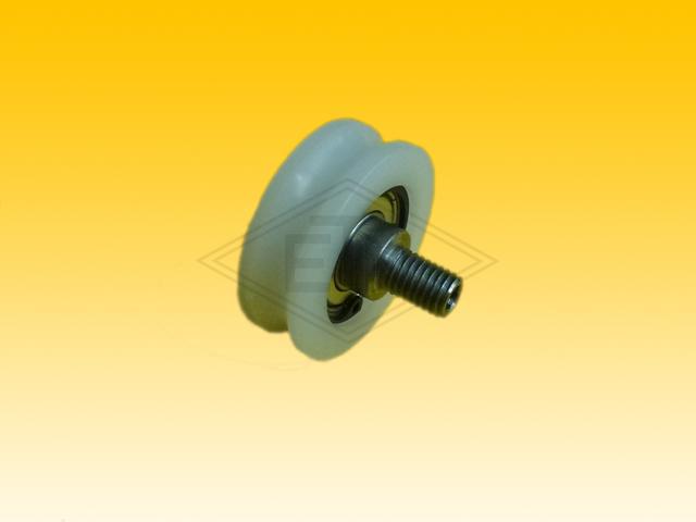 Door roller PA6 ø 48/42/M10 x 16 mm, 1 x ball bearing 6201 ZZ, axis centric M10 external thread