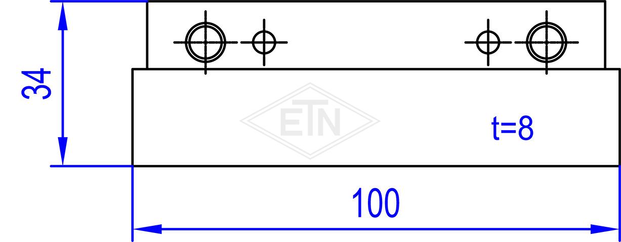 Türführung 100 x 34 x 7 mm St-PE, Stahl / ETN-HM-1000