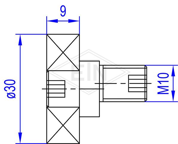 Contrarrodillo ø30/10/M10 x 27,5/9 mm 1 x rodamiento 6200 ZZ, con eje excéntrico