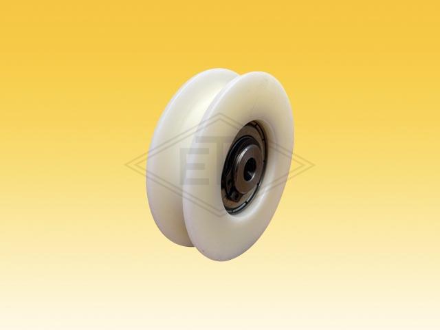 Counter roller PA6G ø 56/44/M10 x 15 mm, ball bearing 6002 ZZ, snap ring, with eccentric axle M10 outer thread