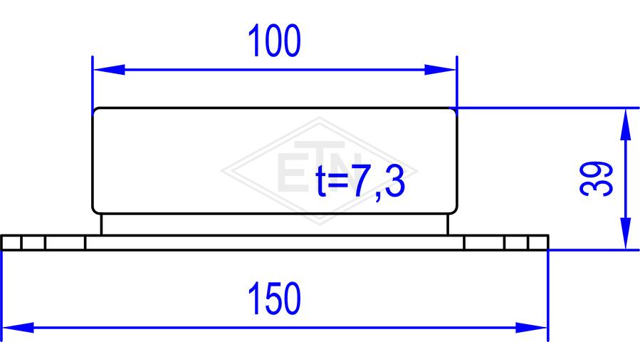 Door guide 150/100 x 26/ 7,3 x 39 mm, for groove width 8 mm