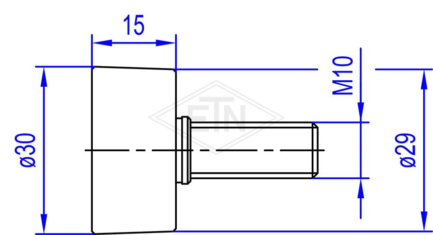 Riegelrolle PA6G ø30/29/M10 x 15 mm, Achse zentr. M10 AG, inkl. Zubehör