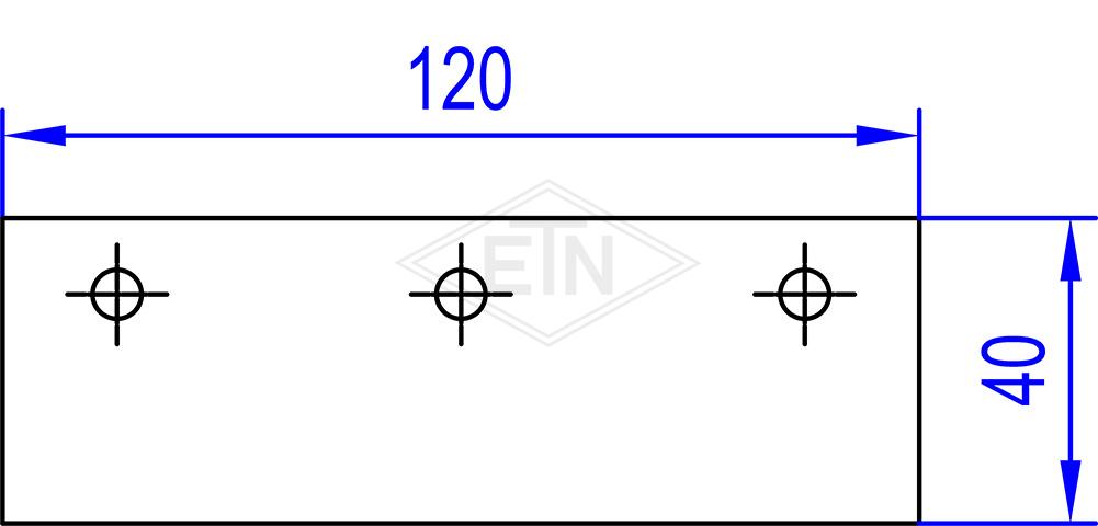 Door guide 120 x 40 x 7,5 mm, ETN-HM-1000, 3 x drills ø 6,4 mm